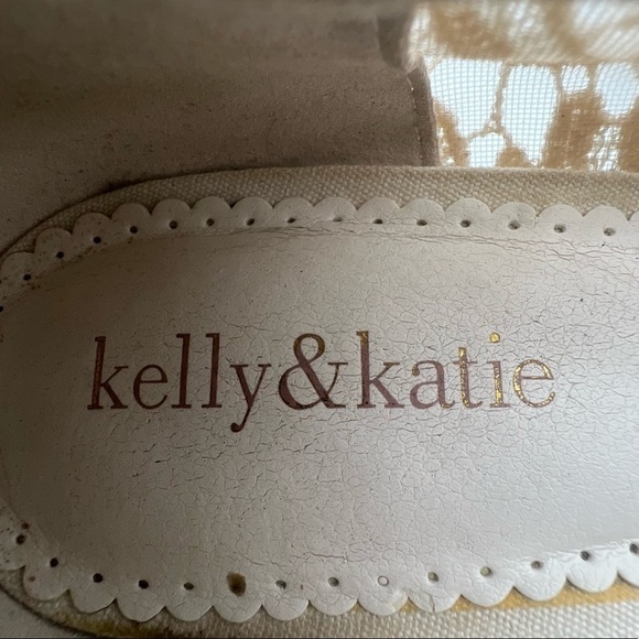 kelly & katie Cream Lace Platform Wedge Espadrille Peep Toe Heels Size 10 Womens - Picture 2 of 9